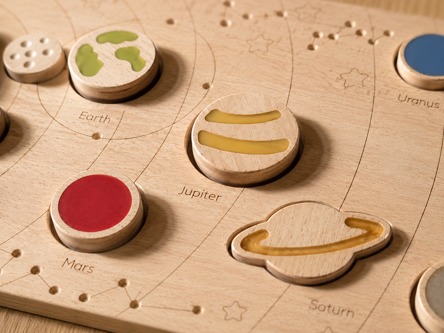 Wooden Solar System Magnetic Puzzle Board — Montessori Space Learning Toy for Kids