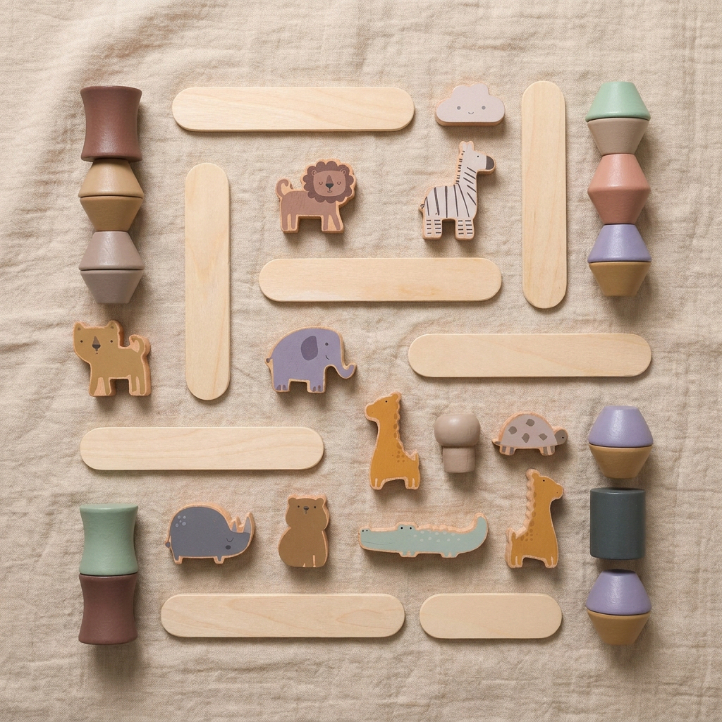 Wooden Animal Stacking & Balancing Set — Montessori Safari Balance Toy for Kids