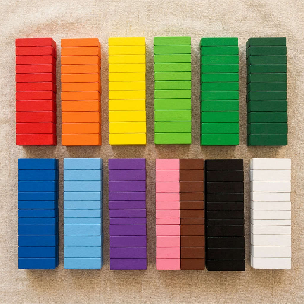 Wooden Rainbow Dominoes Set — 120-Piece Colour Sorting & Chain Reaction Toy for Kids