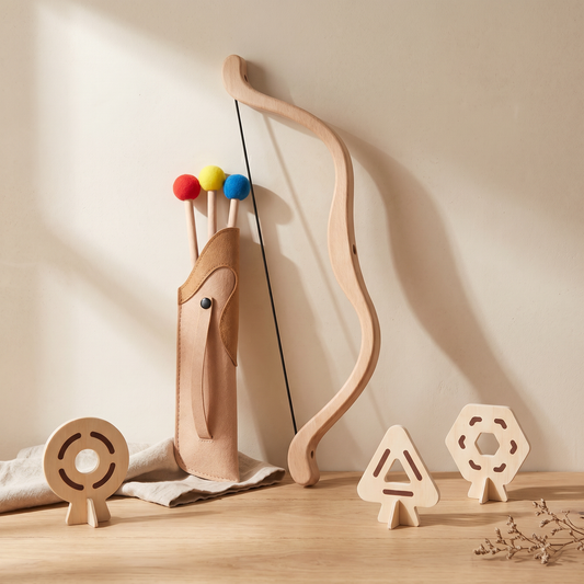 Wooden Bow & Arrow Archery Set — Kids Outdoor Target Shooting Toy