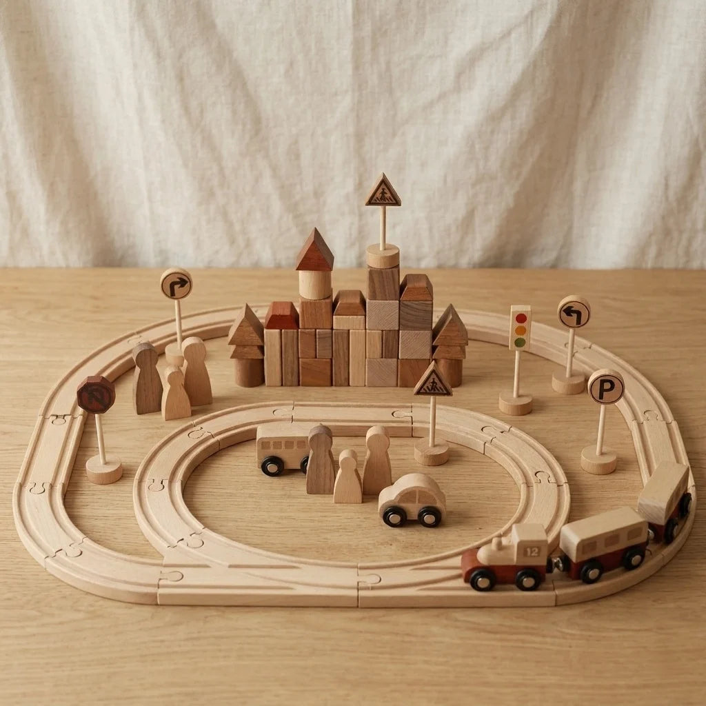 Wooden Forest Track Building Set — 40-Piece Rail Construction Toy for Kids