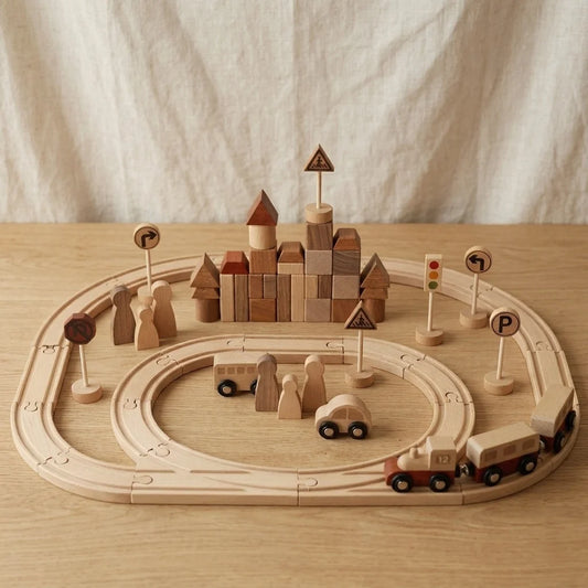 Wooden Forest Track Building Set — 40-Piece Rail Construction Toy for Kids