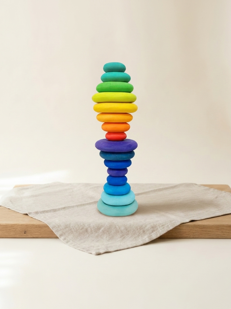 Wooden Stacking Stones — Montessori Balance & Sensory Play Set for Kids