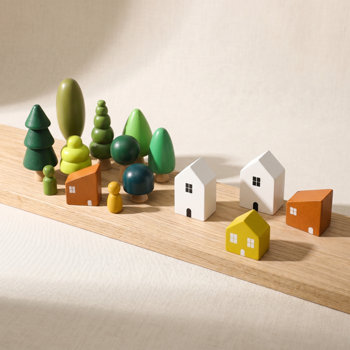 Wooden Forest Village Play Set — Montessori Small World Toy for Kids