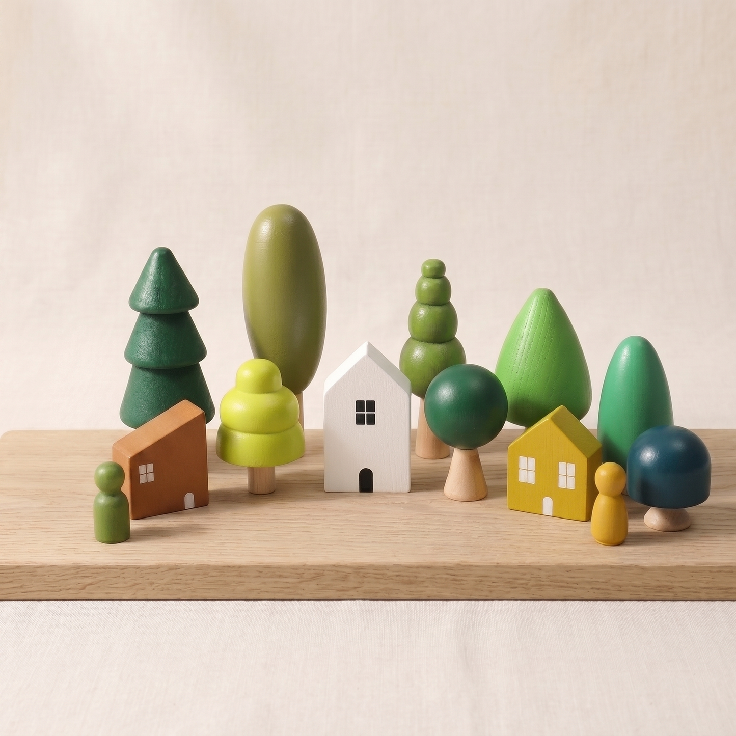 Wooden Forest Village Play Set — Montessori Small World Toy for Kids