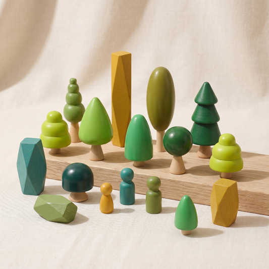 Wooden Forest Tree Set — Montessori Open-Ended Nature Play for Kids