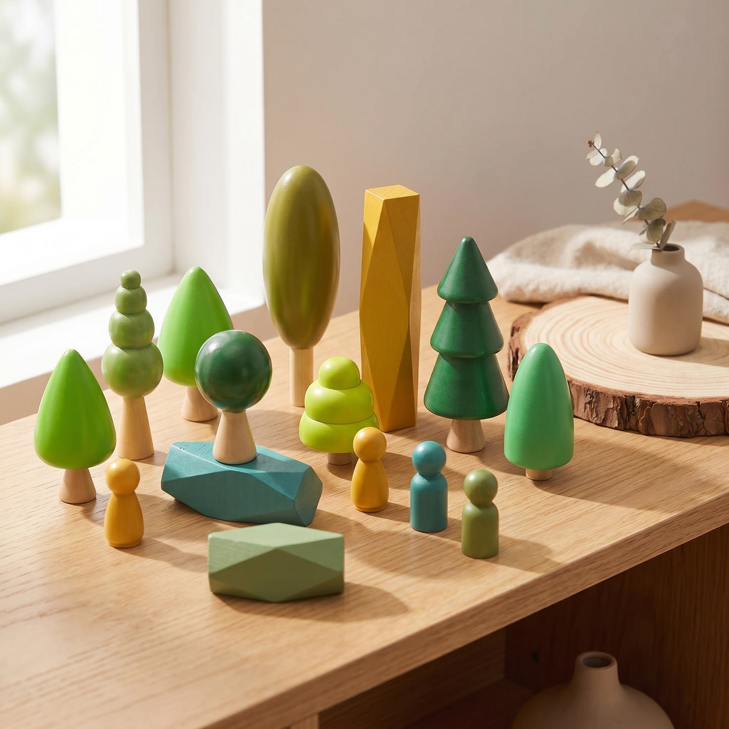 Wooden Forest Tree Set — Montessori Open-Ended Nature Play for Kids