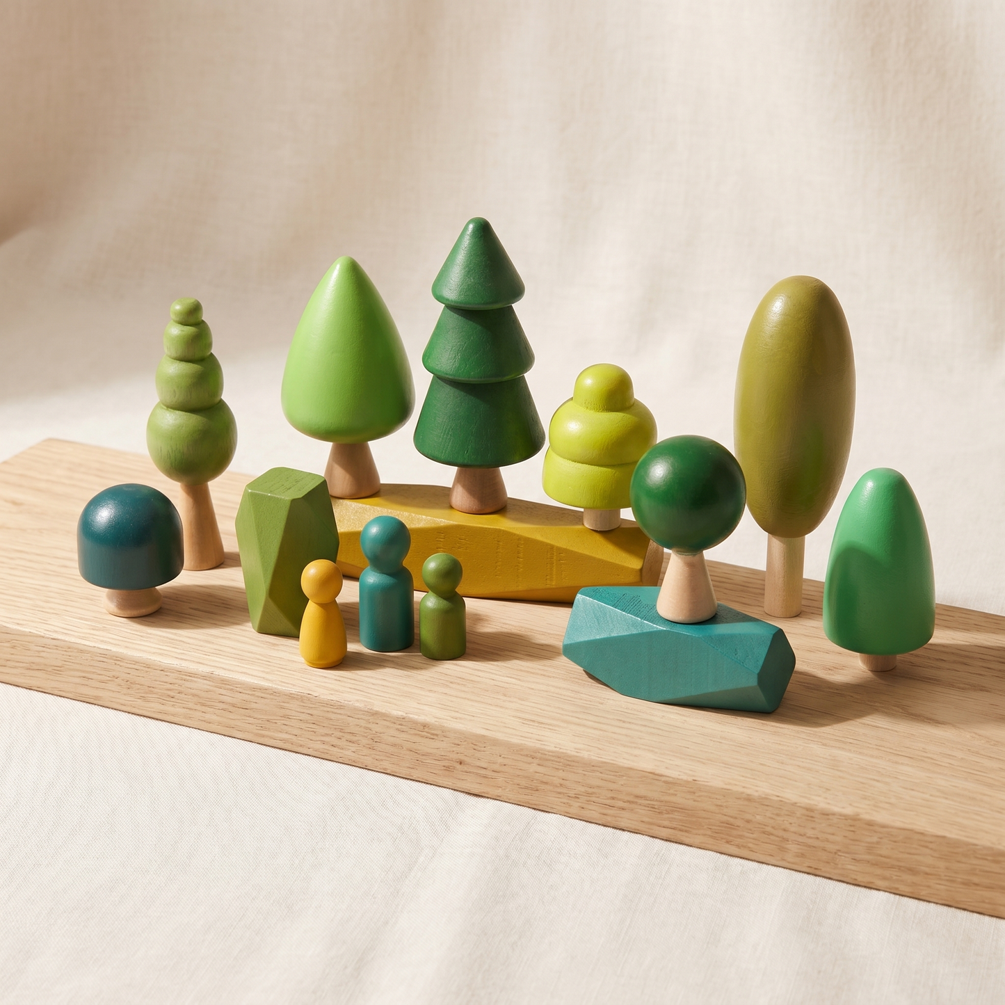 Wooden Forest Tree Set — Montessori Open-Ended Nature Play for Kids