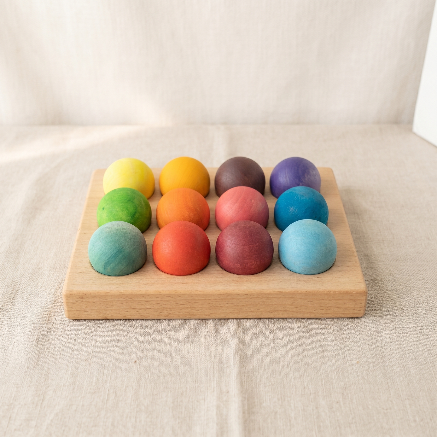Wooden Ball Sorting Tray — Montessori Colour Matching & Sensory Play Set for Toddlers