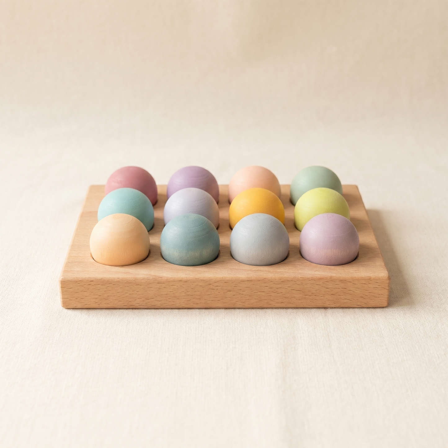 Wooden Ball Sorting Tray — Montessori Colour Matching & Sensory Play Set for Toddlers
