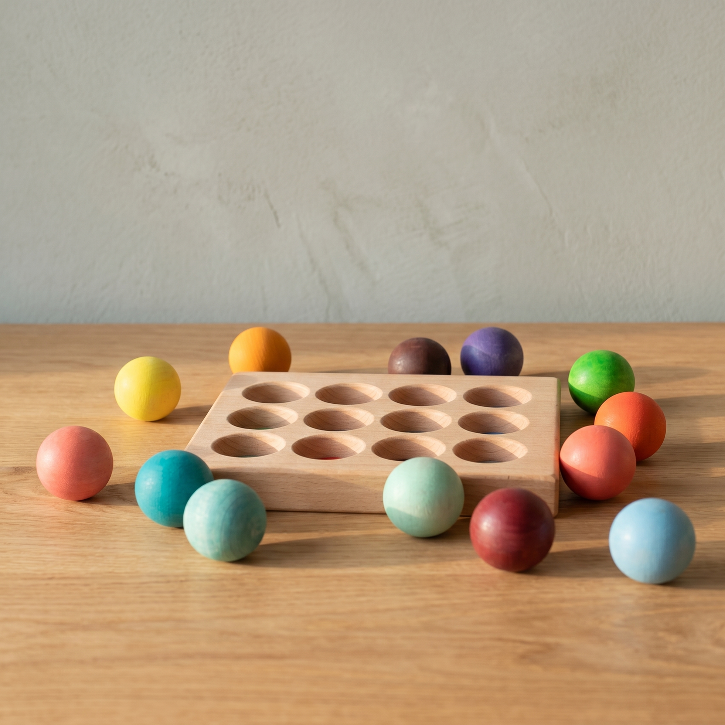 Wooden Ball Sorting Tray — Montessori Colour Matching & Sensory Play Set for Toddlers