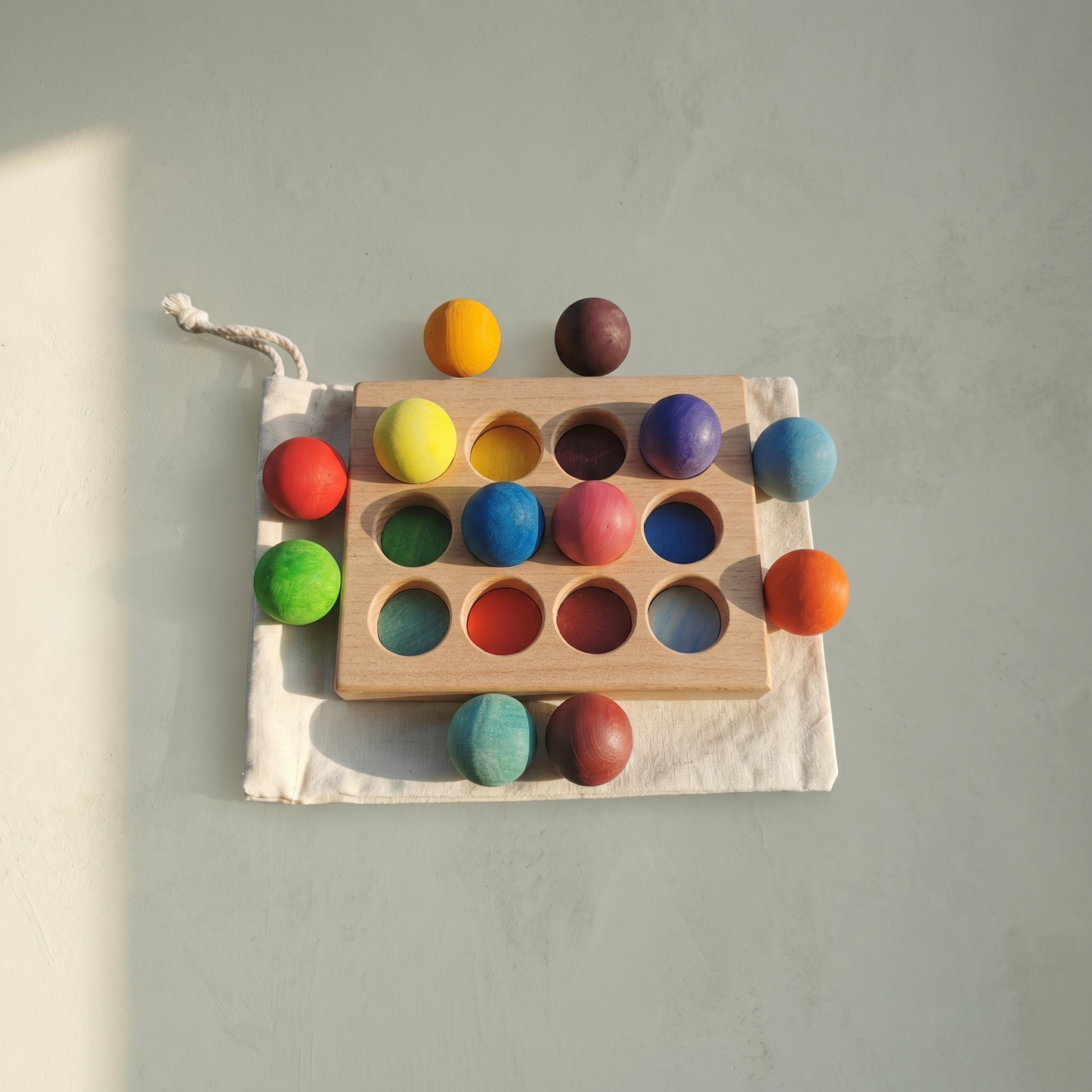 Wooden Ball Sorting Tray — Montessori Colour Matching & Sensory Play Set for Toddlers