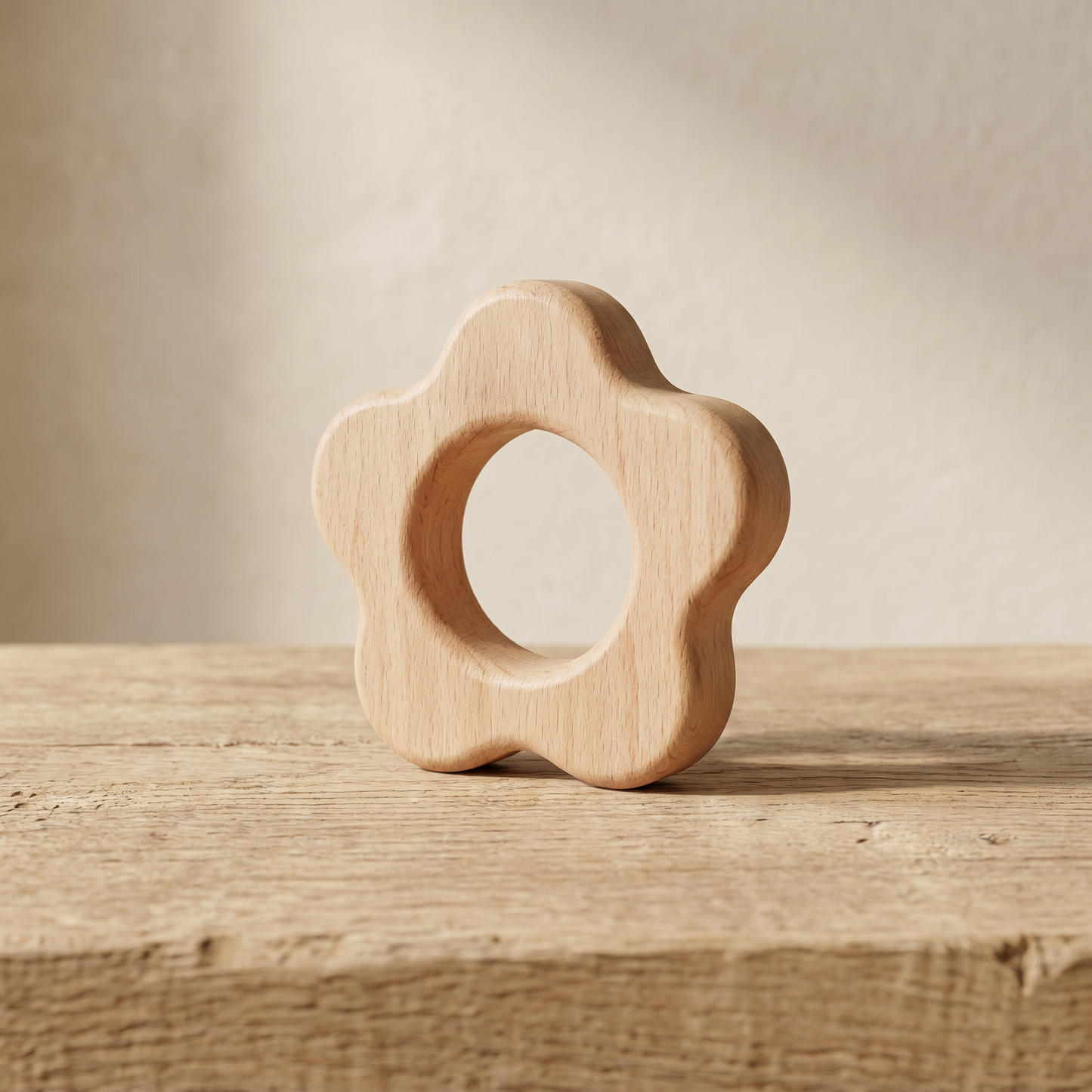 Wooden Teether Shapes — Natural Beech Grasping & Soothing Toy for Babies