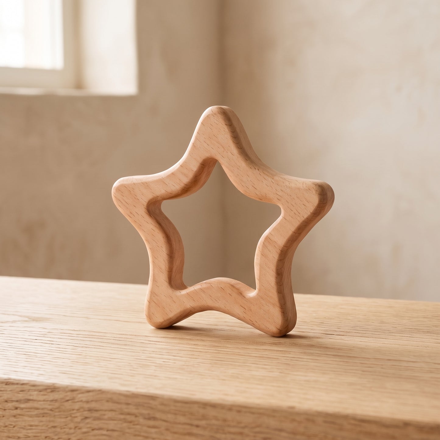 Wooden Teether Shapes — Natural Beech Grasping & Soothing Toy for Babies