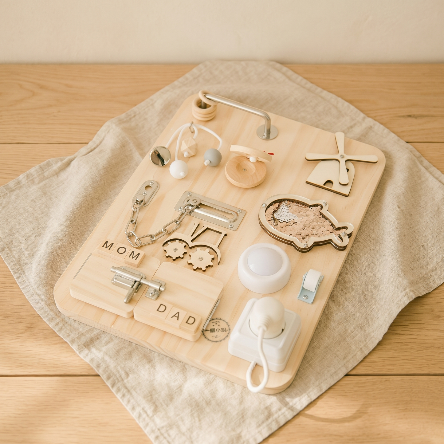Wooden Busy Board — Montessori Sensory Activity Board for Toddlers