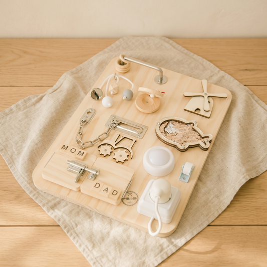Wooden Busy Board — Montessori Sensory Activity Board for Toddlers