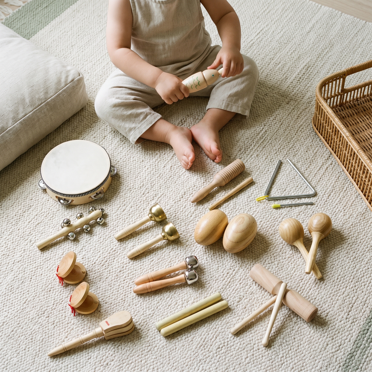 Wooden Orff Percussion Instrument Set — Montessori Music Toy for Kids