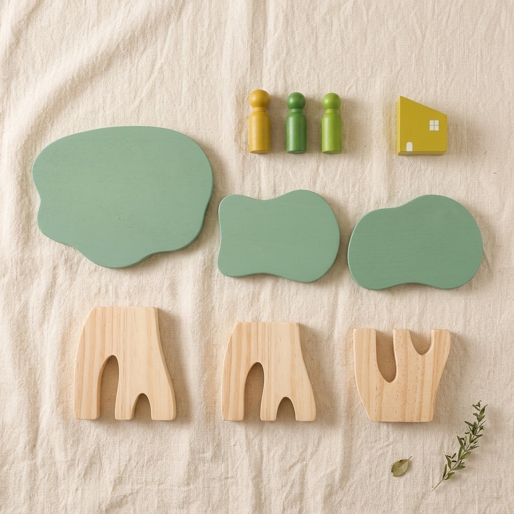 Wooden Treehouse Stacking Toy — Montessori Open-Ended Play Set for Kids